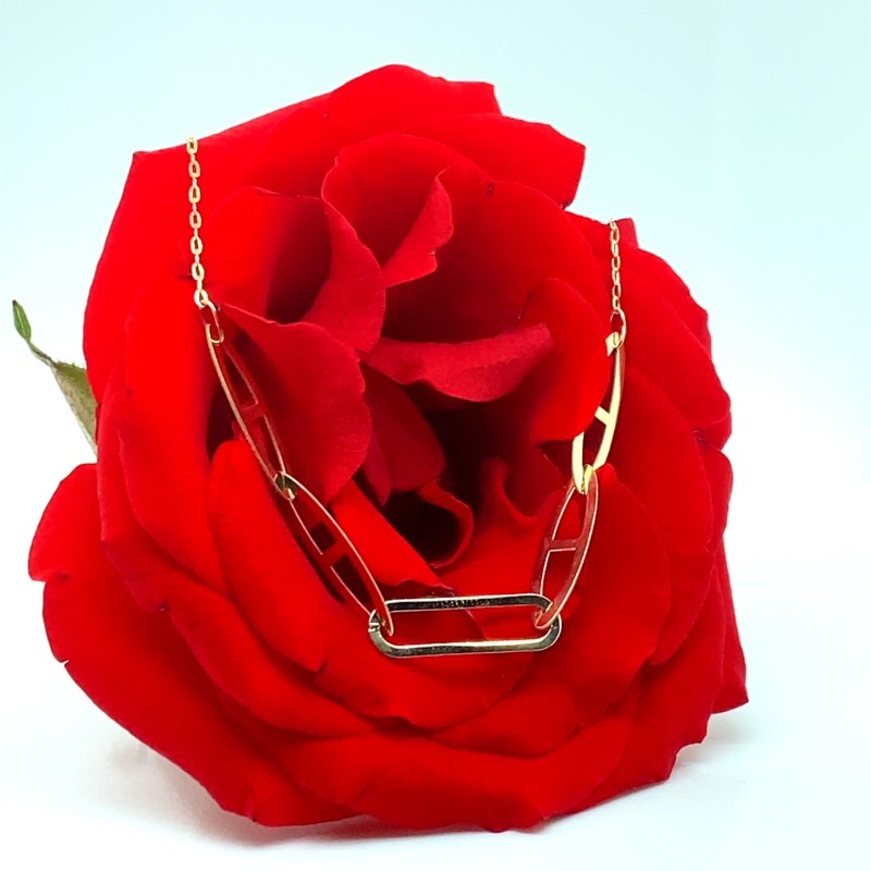 Lantisor cu model geometric din aur galben de 14k