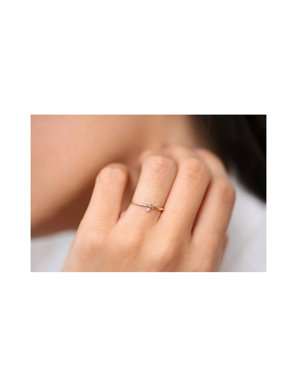 Inel din aur de 14 k cu diamante mini Daisy