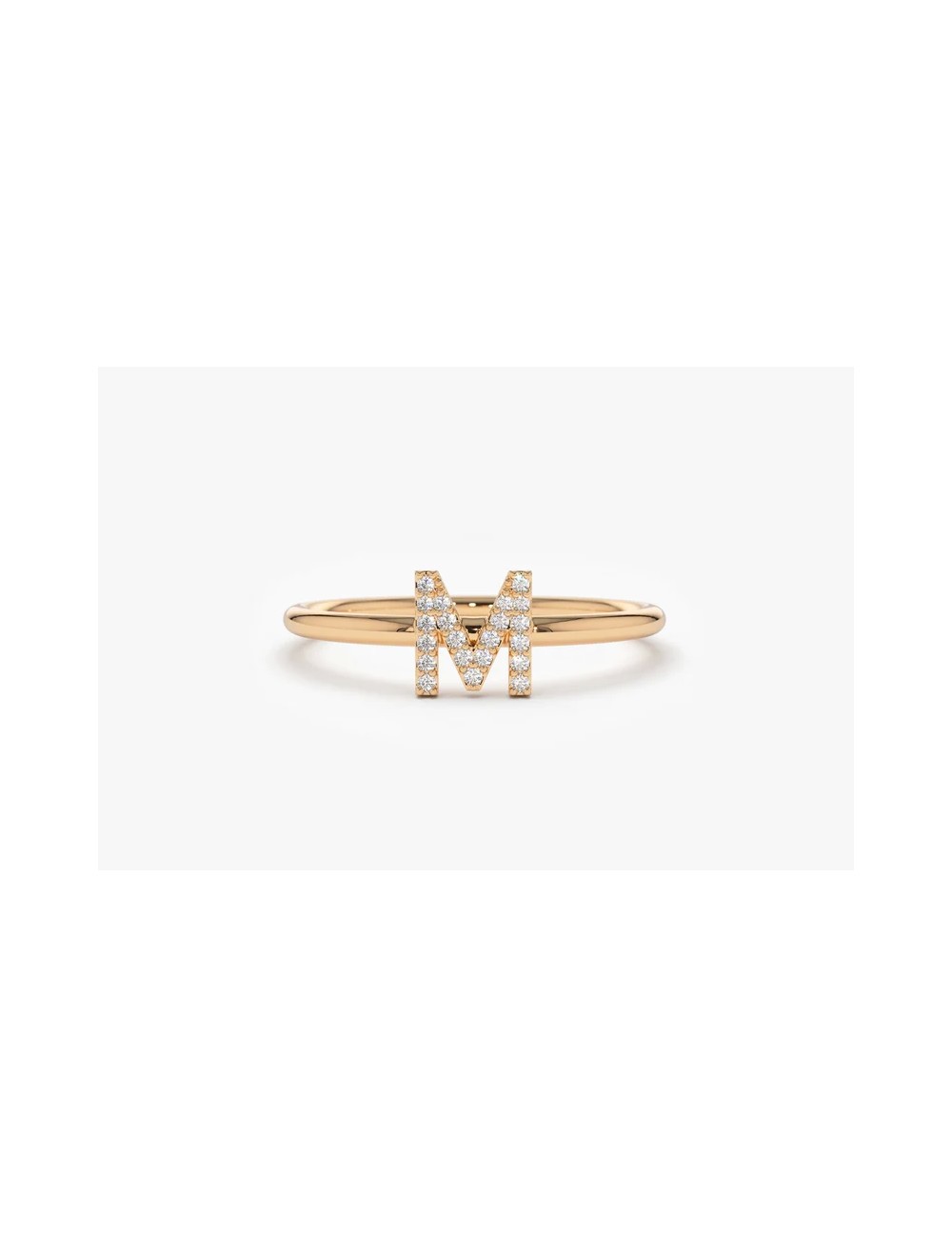 Inel din aur de 14 k cu diamante mini M