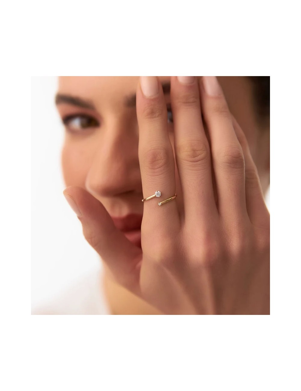 Inel din aur de 14 k cu diamante Petite