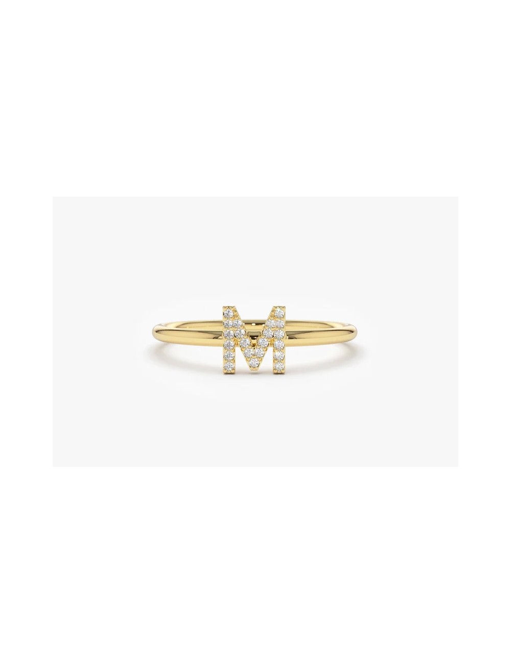 Inel din aur de 14 k cu diamante mini M